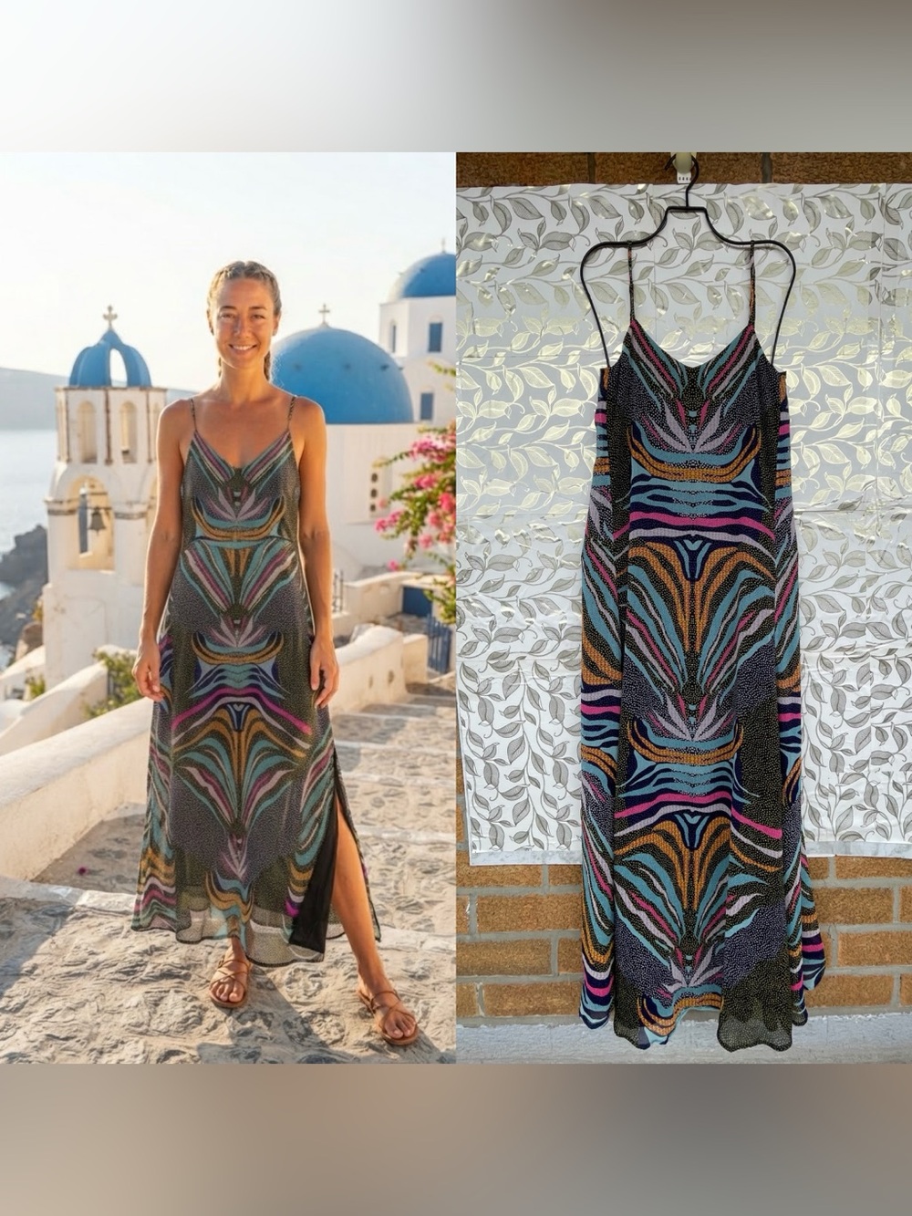 Mara Hoffman S Chiffon Maxi Dress Boho Whimsigoth Abstract Print Adjustable